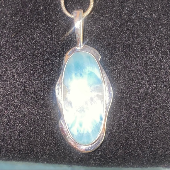 Caribbean Larimar natural gemstone statement Pendant - Picture 4 of 11